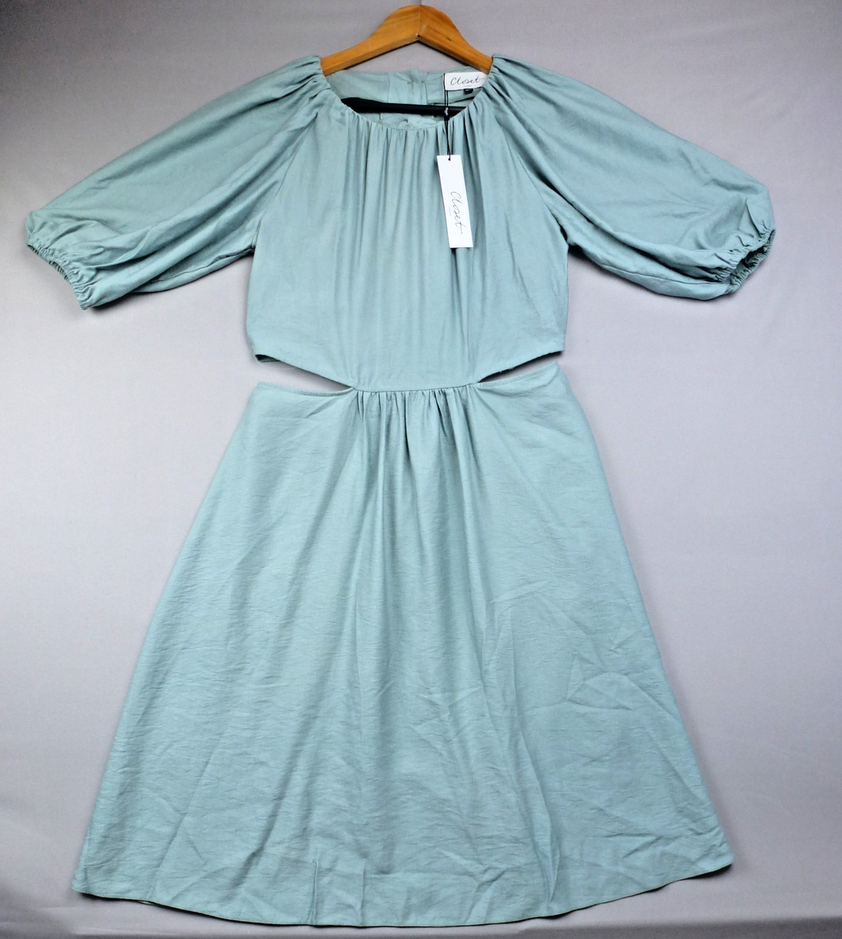 Closet London Dress Women UK 12 Mint Green Midi Wedding Cut Out Puff Sleeve BNWT