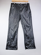 Zara Trouser Women EU 42 UK 14  Black Faux Leather Straight Biker Wet Look Pants