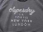 Superdry Jumper Womens UK 12 Navy White Stripe Graphic Streetwear Casual Y2K