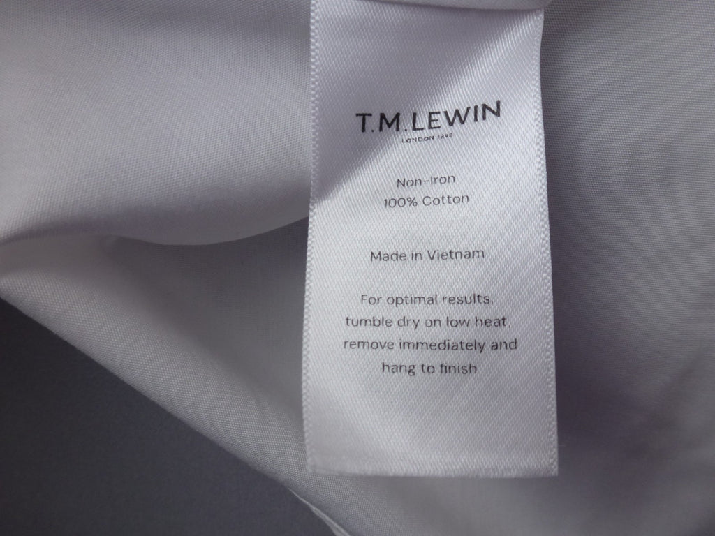 T.M.Lewin Shirt Mens 16 Slim Fit White Dress Shirt Non Iron Wedding Formal BNWT