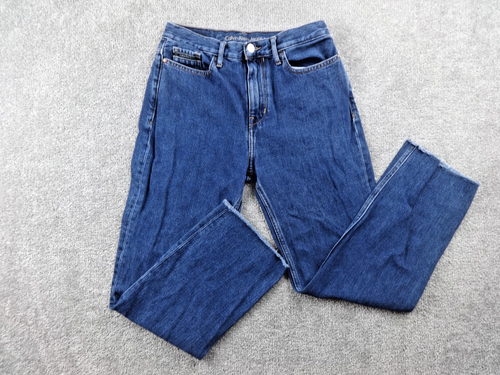 Calvin Klein Jeans Womens Straight Crop Jeans Waist 28 Length 32 Blue Denim Mid