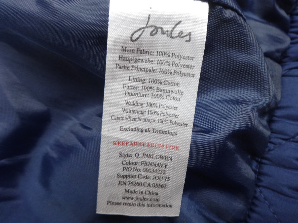 Joules Gilet Girls 4Y Navy Quilted Padded Bodywarmer Floral Lining Horse Logo
