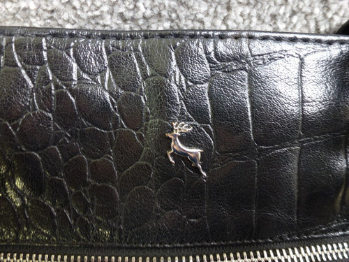 Ashwood Handbag Womens Black Genuine Leather Croc Effect Shoulder Tote Work Bag