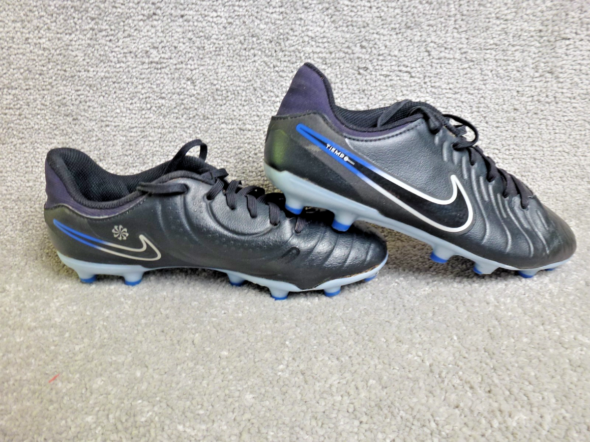 Nike Tiempo Football Boots Kids UK 5 Black FG Firm Ground Junior Leather Cleats