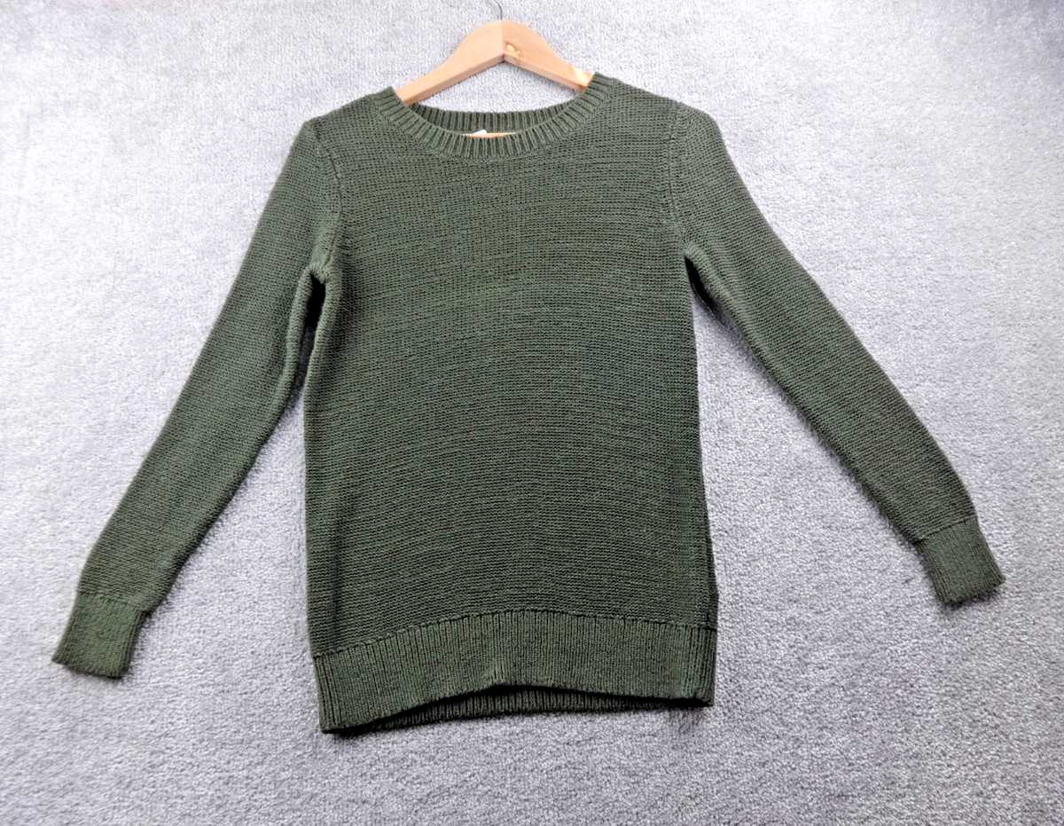 Daily Ritual Jumper Womens XS Green Knit Crew Neck Cotton Blend Top New Free P&P