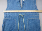Free People Playsuit Women S Denim Cotton Wide Leg Utility Collared Romper Blue