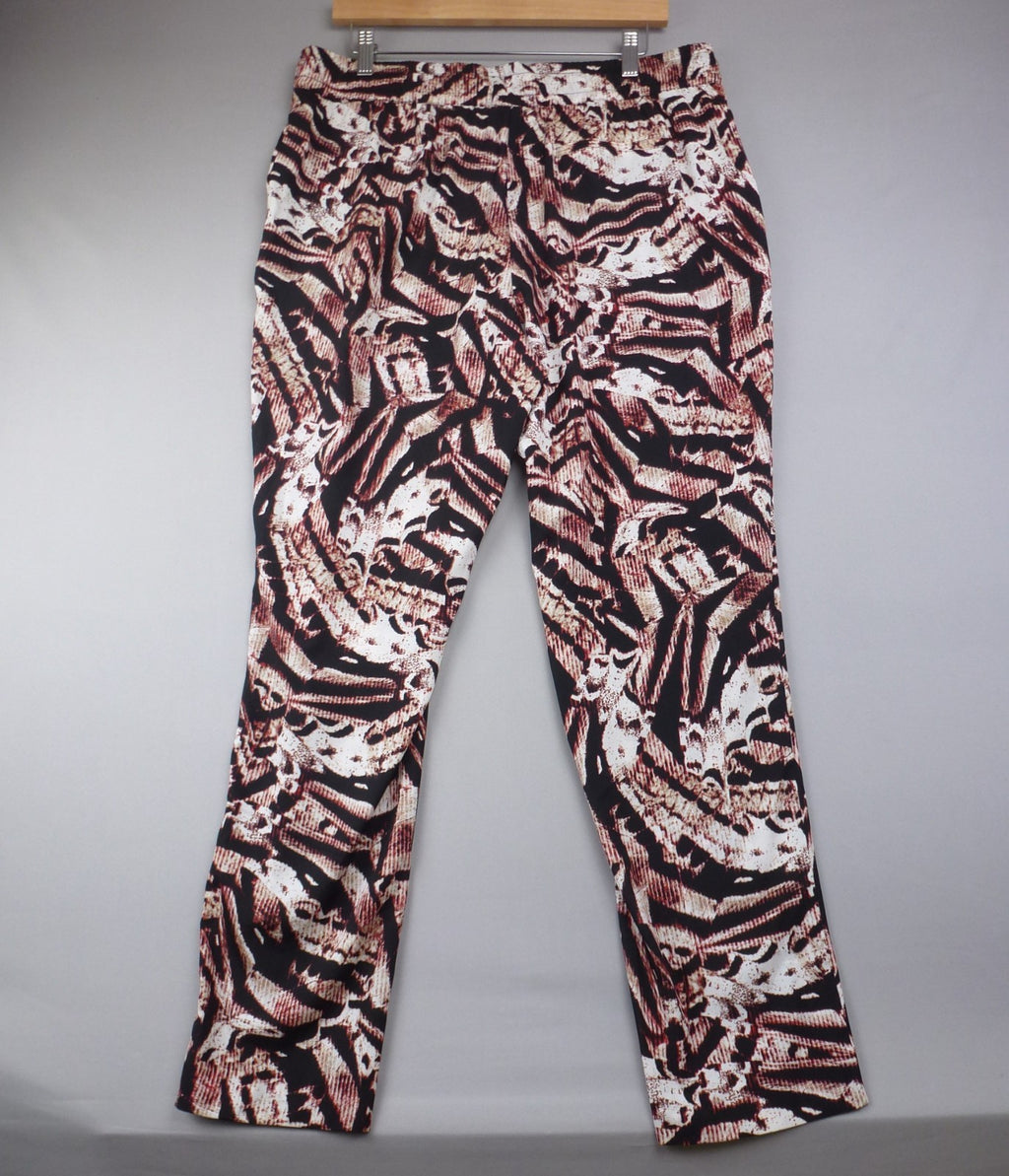 Calvin Klein Trousers Women L Abstract Print Straight Leg Pull On Y2K Statement