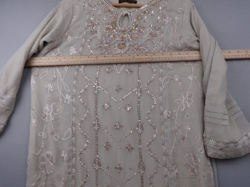 Agha Noor Salwar Kameez Women Medium Beige Embroidered Formal Occasion Brand New