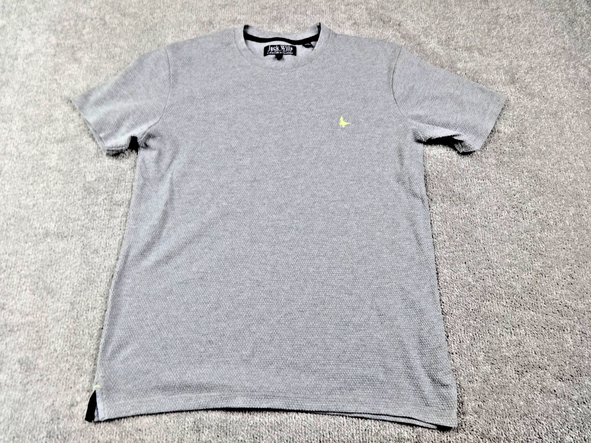Jack Wills T Shirt Mens Small Grey Textured Cotton Crew Neck Casual Logo Tee Top