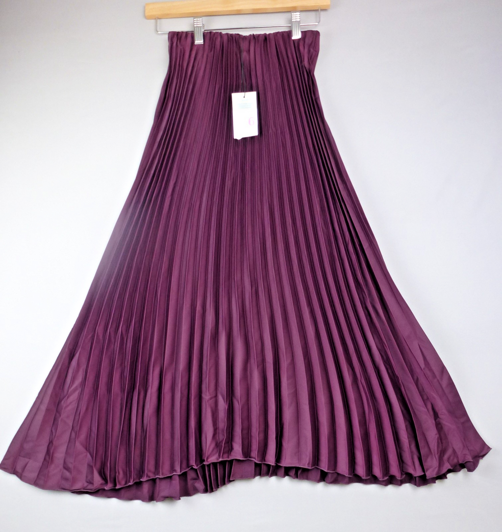Primark Skirt Womens UK 6 Pleated Maxi Skirt Aubergine Purple Occasion Party