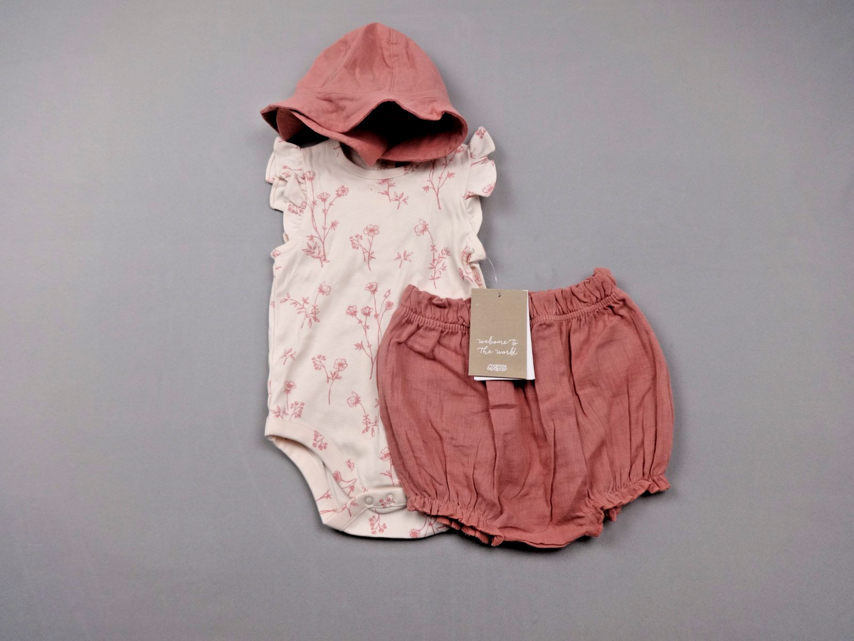 Mamas & Papas Baby Girls BNWT Outfit Set 9-12 Months Floral Hat Bloomers Summer
