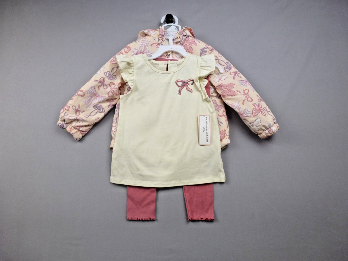 Cupcakes and Cashmere Outfit Girls 24 Months 3Pc Coat Top Leggings Floral Bow
