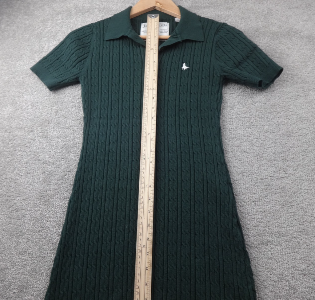 Jack Wills Polo Dress Womens UK 8 Green Cable Knit Preppy Classic Casual Logo