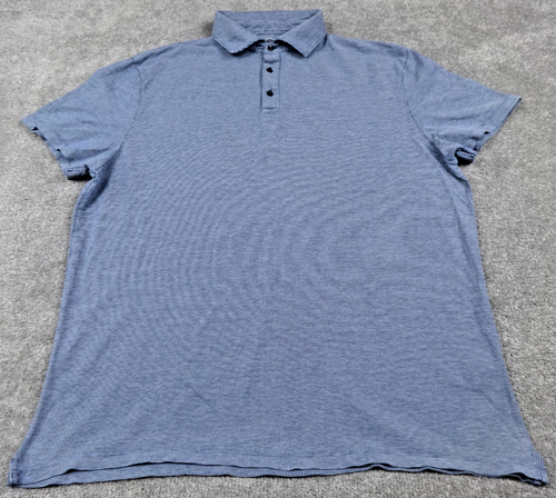 Charles Tyrwhitt Polo Shirt Mens XL Blue Textured Cotton Short Sleeve Smart Soft