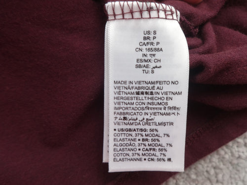 Amazon Essentials Top Women Small Burgundy Long Sleeve V Neck Stretch Casual New