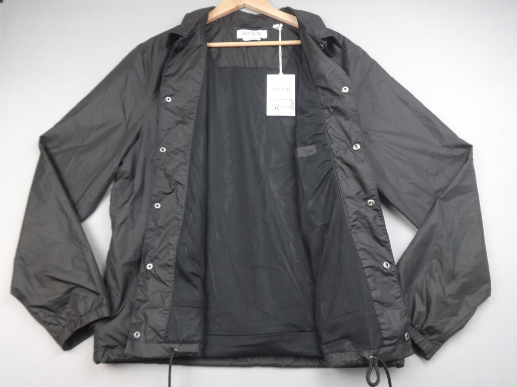 Sefton Jacket Men Unisex Large Black Coach Windbreaker  Vegan Streetwear BNWT