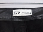 Zara Trouser Women EU 42 UK 14  Black Faux Leather Straight Biker Wet Look Pants