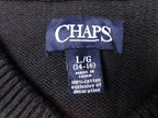 Chaps Sweater Vest Boys Large Black Cotton V-Neck Knit Smart Casual Pullover Vin