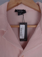 BoohooMAN Shirt Mens XS Pink Ribbed Short Sleeve Button Casual Summer BNWT Y2K