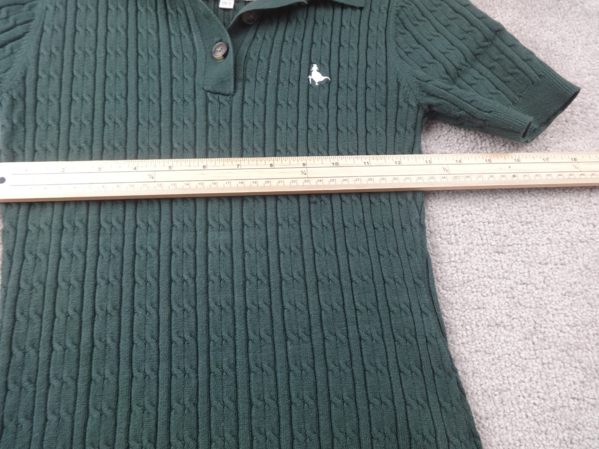 Jack Wills Polo Dress Womens UK 8 Green Cable Knit Preppy Classic Casual Logo
