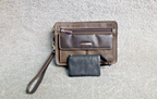 Italia Clutch Bag Unisex Brown Wristlet Organiser & Coin Purse Multi Pocket
