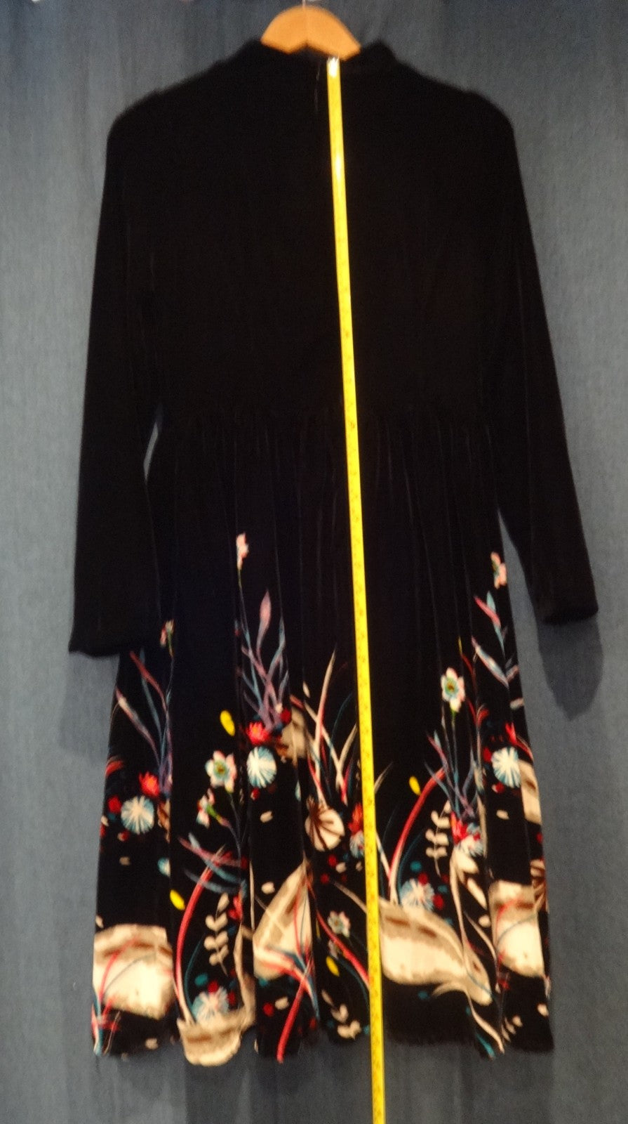 Bleeding Heart Dress Women UK 10 Black Velvet Swan Skater Retro Y2K Pockets