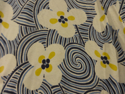 Boden Dress Womens UK 12R Wrap Floral Jersey Midi Retro Long Sleeve Blue Yellow