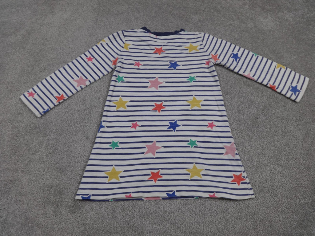 Mini Boden Dress Girls 2-3Y 98cm Stripe Star Long Sleeve Cotton Jersey Pockets