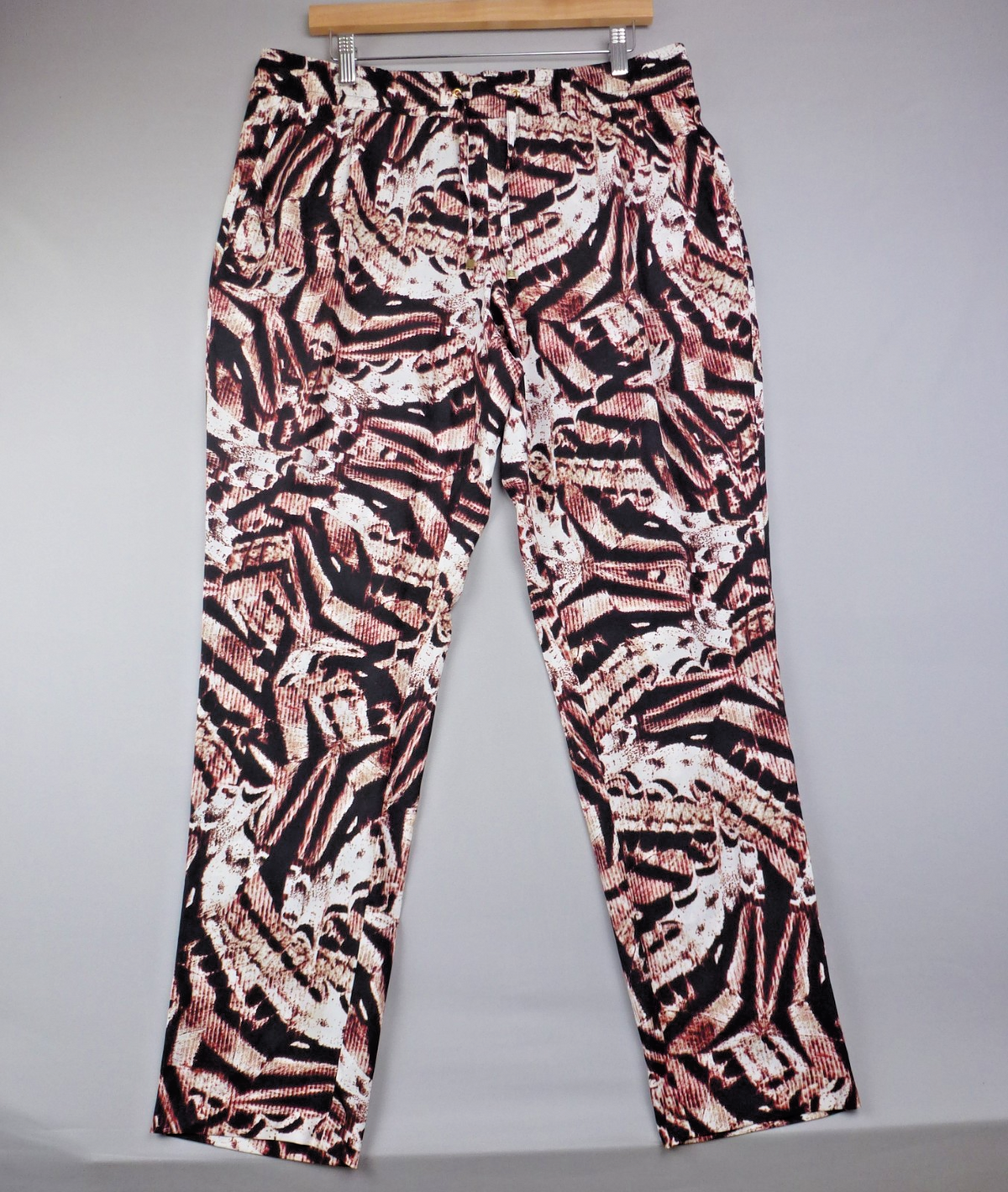 Calvin Klein Trousers Women L Abstract Print Straight Leg Pull On Y2K Statement