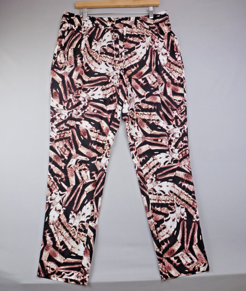 Calvin Klein Trousers Women L Abstract Print Straight Leg Pull On Y2K Statement