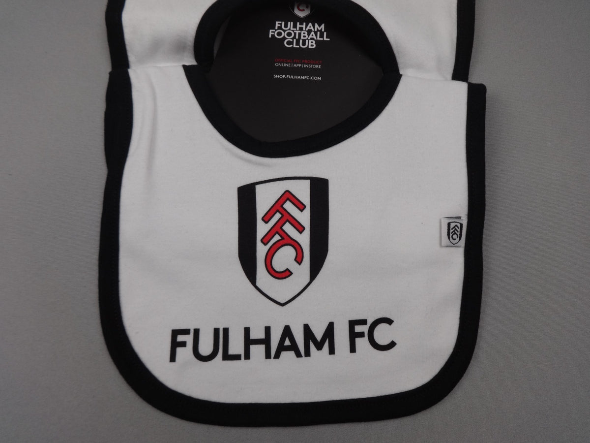 Fulham FC Bib Set Baby Unisex White Black Cotton Football Club Gift BNWT