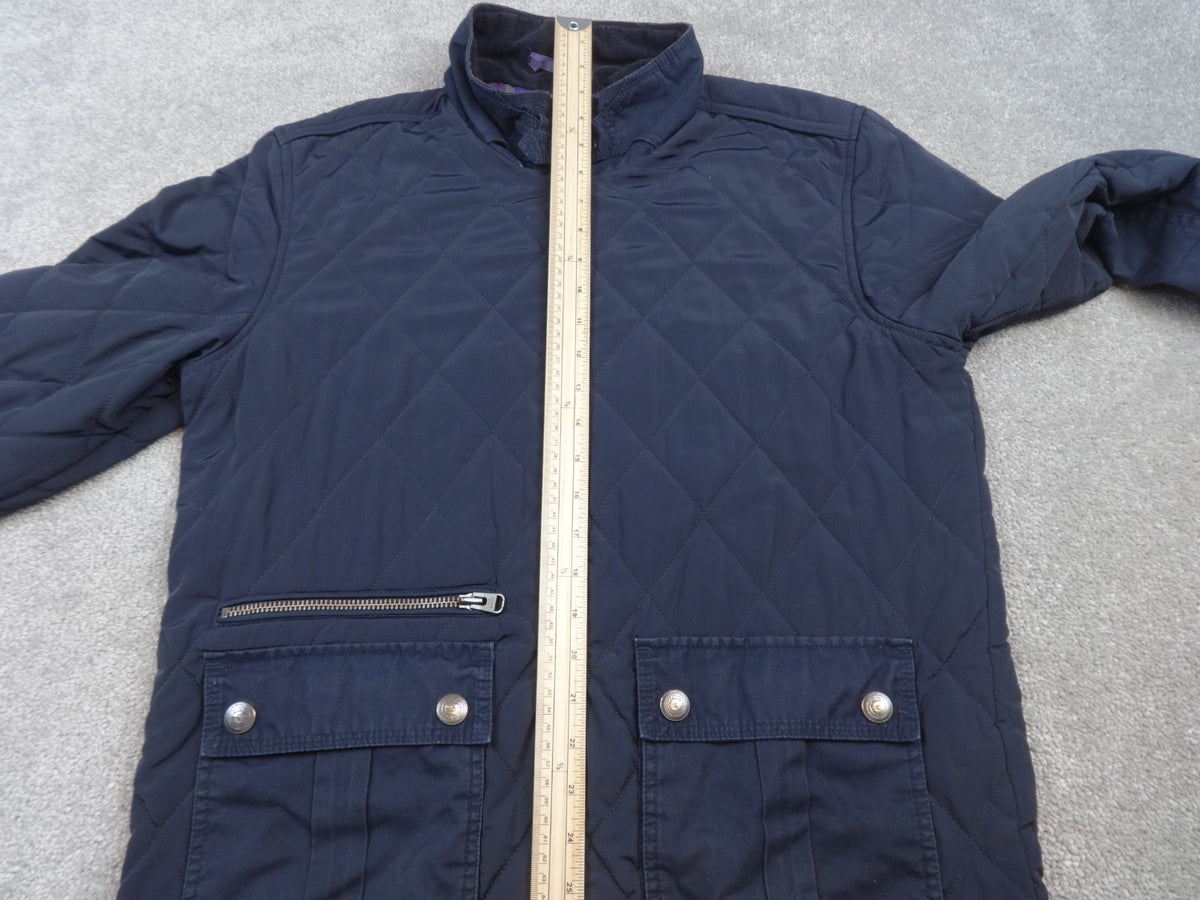 Ted Baker Quilted Jacket Men Large 4 Navy Diamond Padded Coat Tartan Lined Smart
