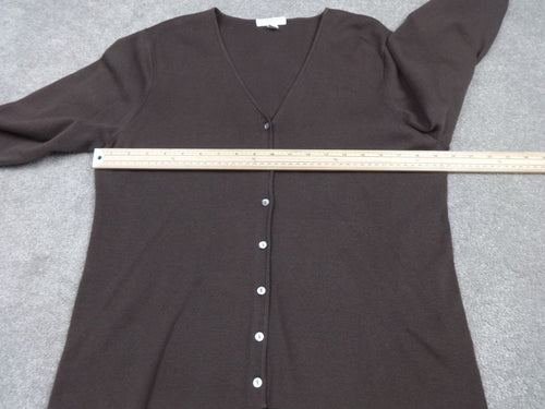 Charter Club Petite Silk Blend Cardigan Brown Button Front Knit Sweater Large