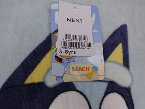 Bluey Poncho Towel Kids 3-6 Years Hooded Beach Pool Cover Up Blue Floral BNWT