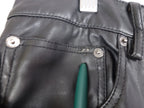 Zara Trouser Women EU 42 UK 14  Black Faux Leather Straight Biker Wet Look Pants