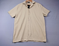 BoohooMAN Shirt Men XS Taupe Short Sleeve Revere Pleated Rib BNWT Casual Holiday