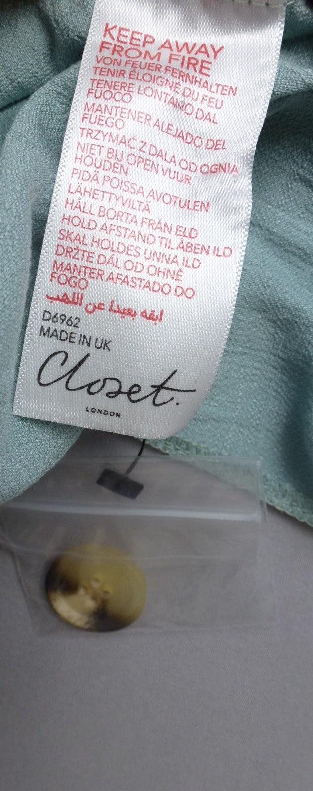 Closet London Dress Women UK 12 Mint Green Midi Wedding Cut Out Puff Sleeve BNWT