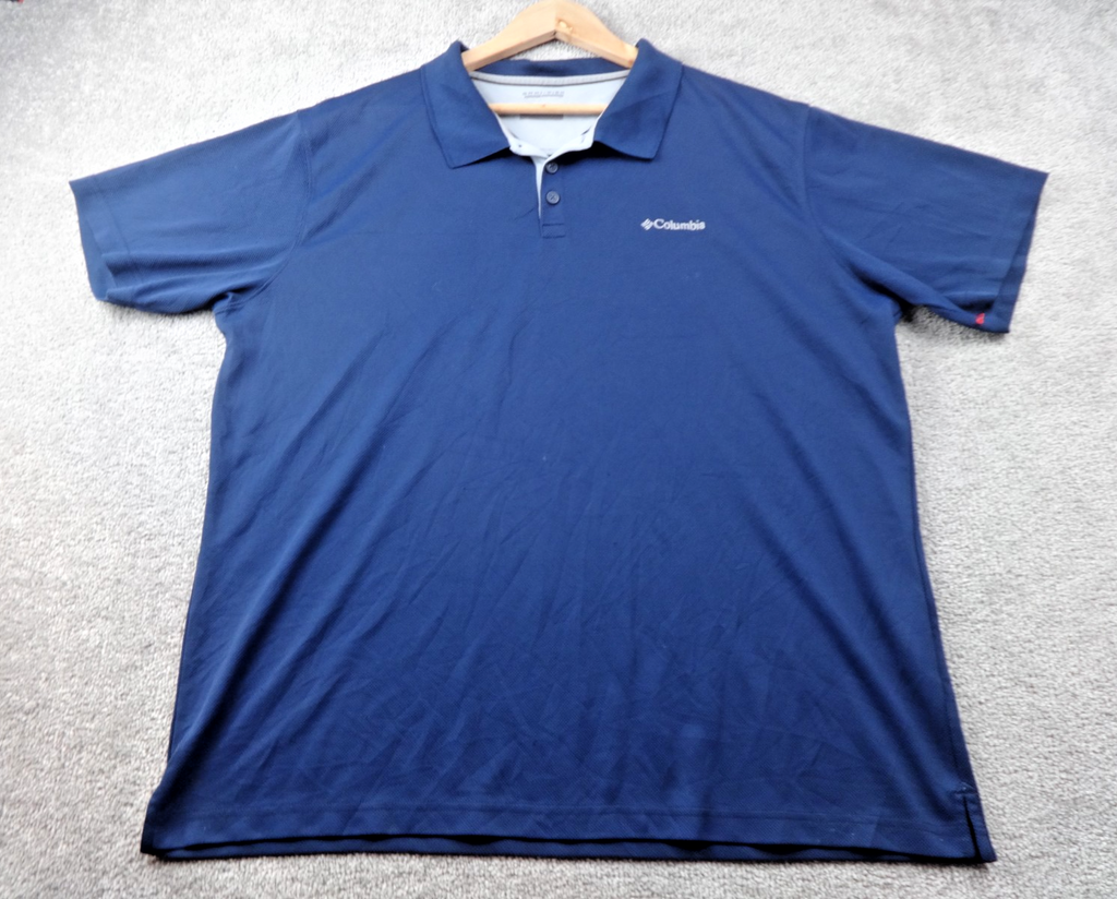 Columbia Polo Shirt Men XL Blue Omni Wick Golf Casual Activewear Sports Outdoor