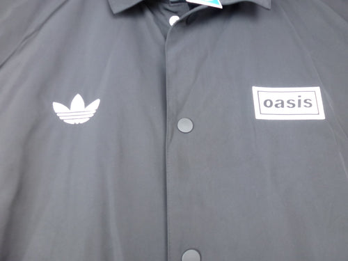 Adidas Jacket Men L Oasis Live '25 Coach Jacket Black Snap Front Festival NWT