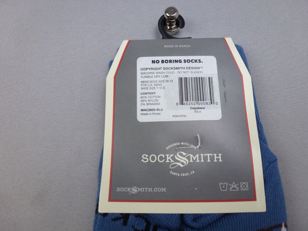 Socksmith Socks Mens One Size Capybara Crew Novelty Blue Cotton Gift BNWT