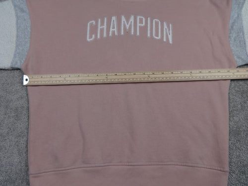 Champion Women Jumper Large Pink Sherpa Sweatshirt Crew Neck Casual Sport Warm
