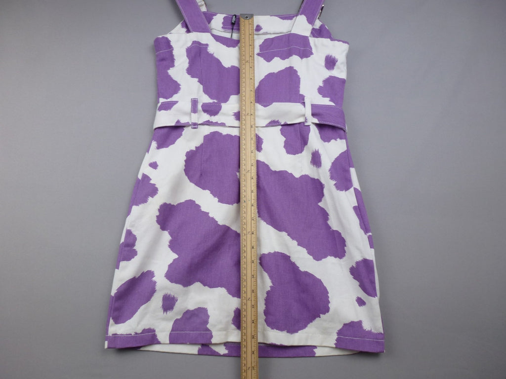 Jaded Dress Women UK 10 Purple Cow Print Belted Buckle Strappy Mini Cotton BNWT