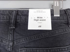 H&M Jeans Womens UK 10 Black Wide Leg High Waist Cropped Denim Retro BNWT Y2K