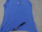Lacoste Polo Top Girls 6 Blue Sleeveless Cotton Stretch Crocodile Logo Summer