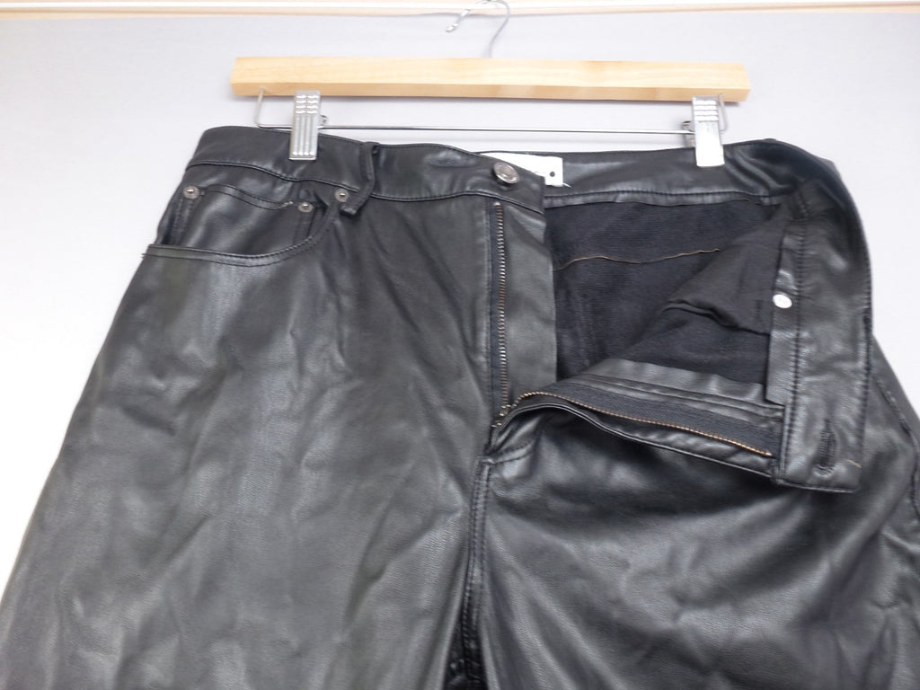 Zara Trouser Women EU 42 UK 14  Black Faux Leather Straight Biker Wet Look Pants