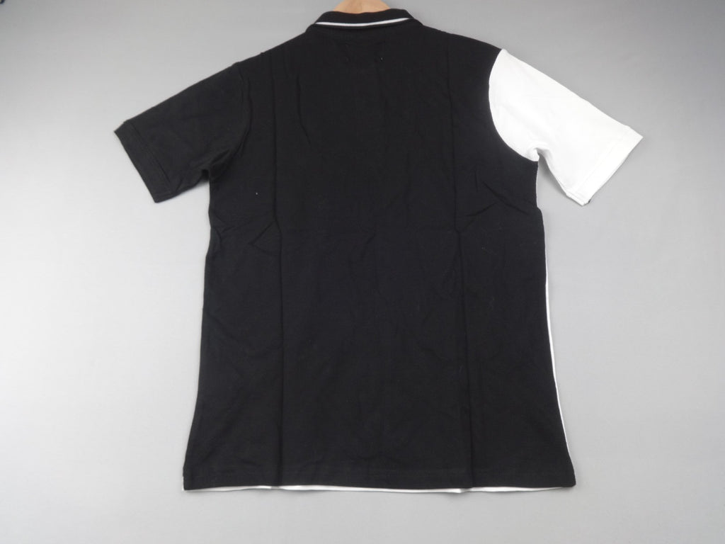 Radicent Polo Shirt Men Medium Black White Colourblock Cotton Short Sleeve BNWT