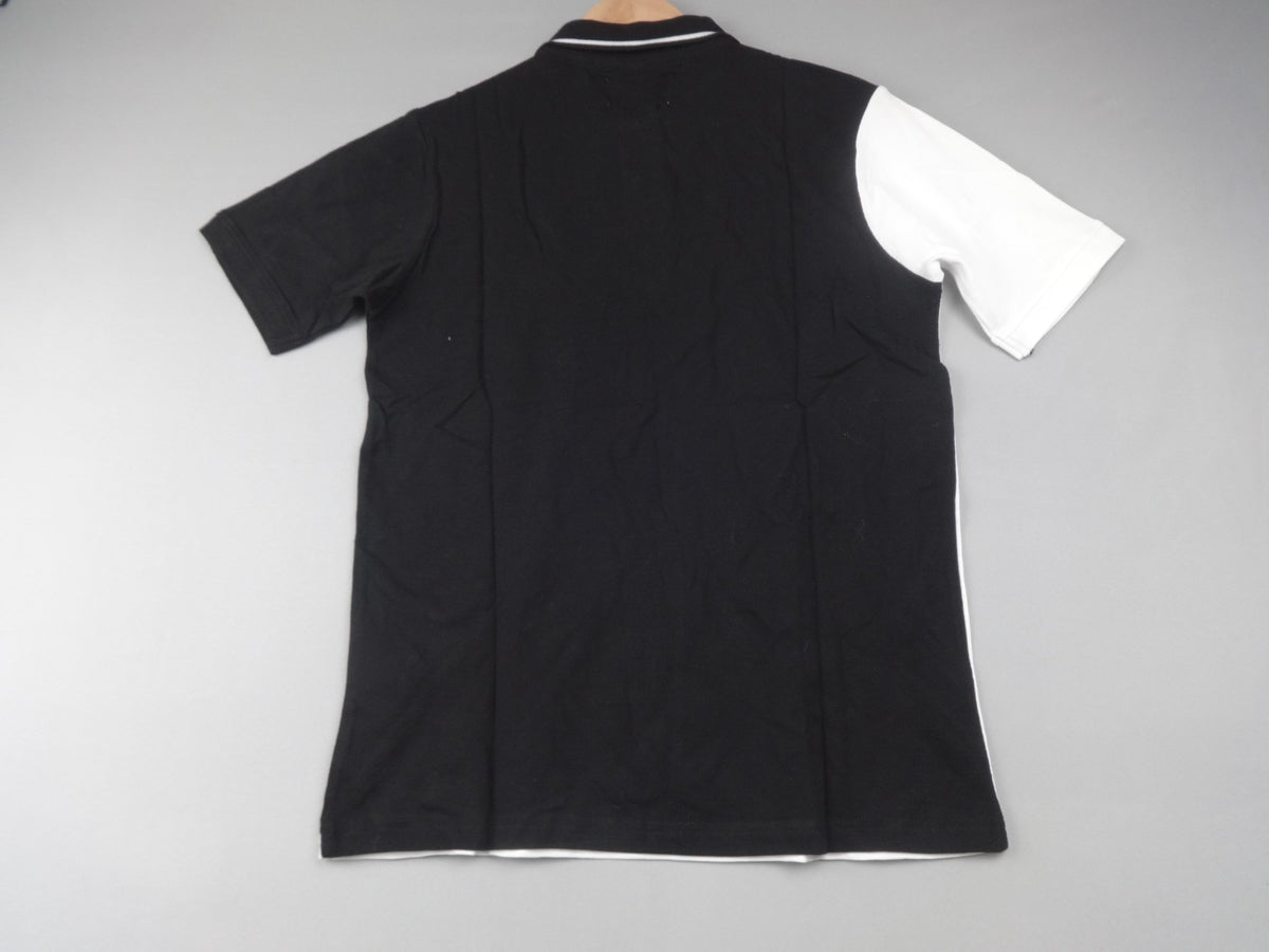Radicent Polo Shirt Men Medium Black White Colourblock Cotton Short Sleeve BNWT