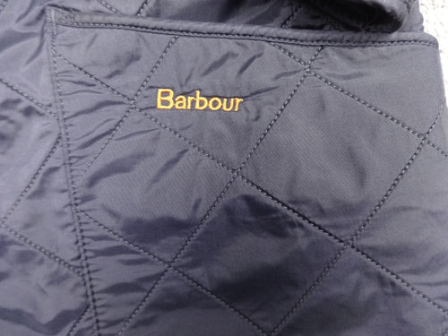 Barbour Boys Polarquilt Liddesdale Jacket Navy Blue Collar Pockets Size M 8/9