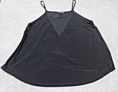 Boohoo Cami Vest Top Womens UK22 Black Strappy Plus Size Y2K Stretch Evening