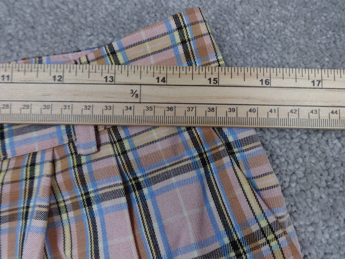 Y.A.S Freetown HW Trousers UK 12 Pink Checked Wide Leg High Waist Plaid Pants